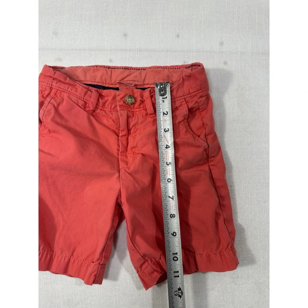 Johnnie-O Boys Coral Red Chino Shorts Size 4 West Coast Prep Cotton Adjustable‎